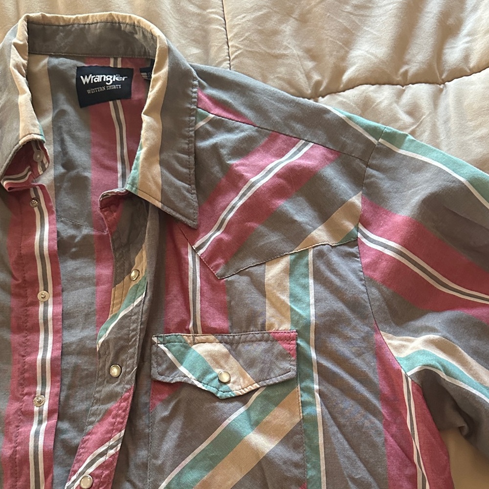 Wrangler Striped Short Sleeve Pearl Snap